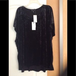 Brand New Black velvet front women top